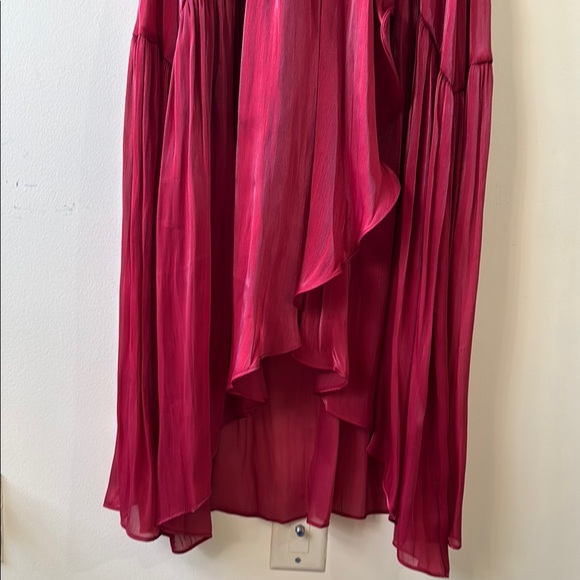 Lauren Conrad Dress Burgundy Boho Wrap Long Sleeve High Low in Size L NWT - Picture 7 of 13